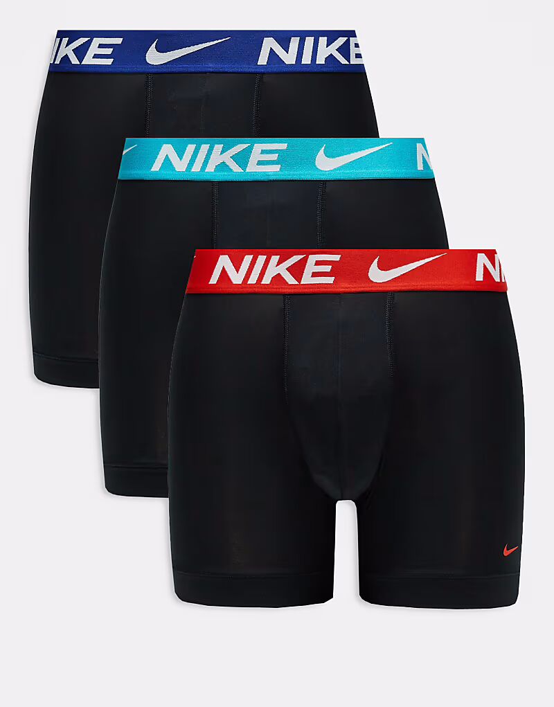 

Комплект из 3 пар трусов-боксеров Nike Dri-Fit Essential Microfibre черного цвета с контрастным поясом