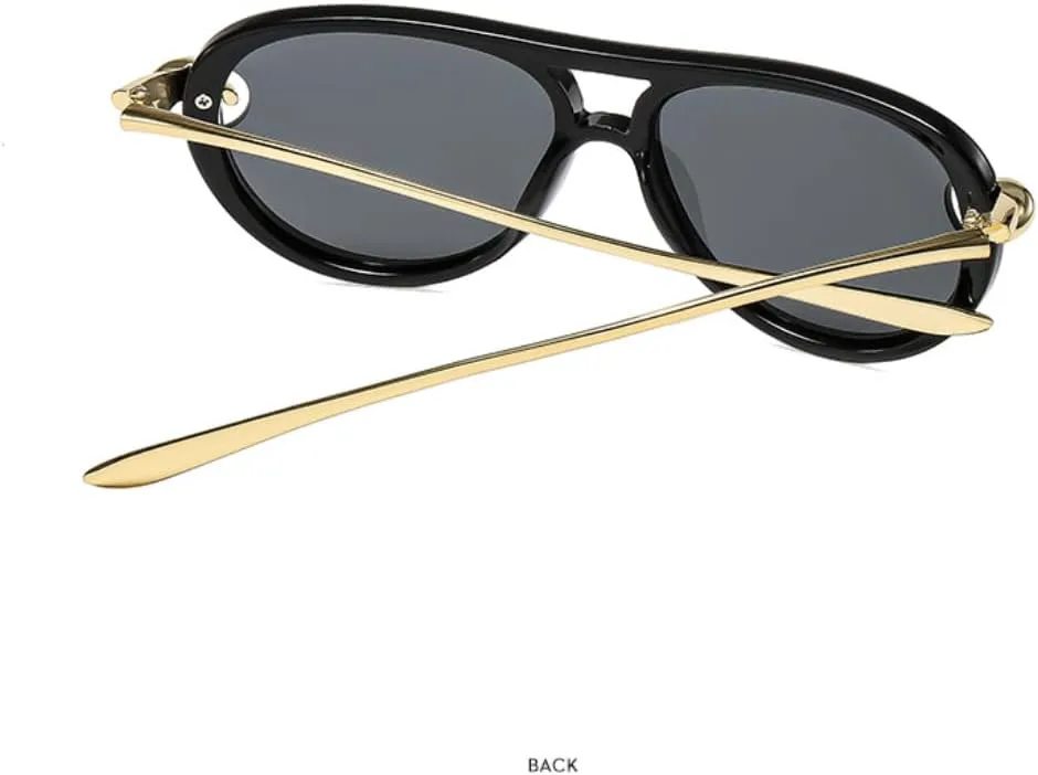 

Популярные модные женские солнцезащитные очки с двойной перемычкой, овальные, с полой оправой, защита от УФ-излучения UV400, мужские UATXTAU, Leopard Tea