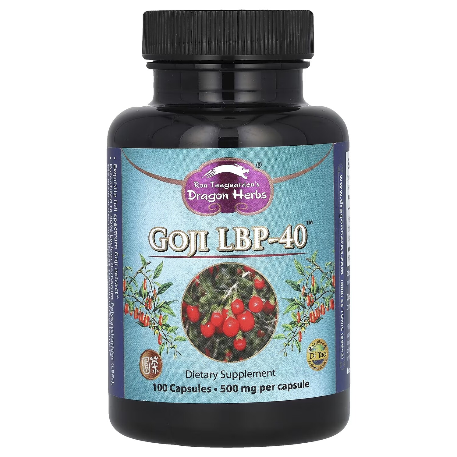 

Добавка Dragon Herbs Ron Teeguarden LBP-40 1500 мг годжи, 100 капсул