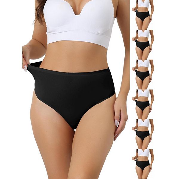 

7 пар женских стрингов с высокой талией, корректирующие фигуру, T-образная спинка Inspire Chic, Black