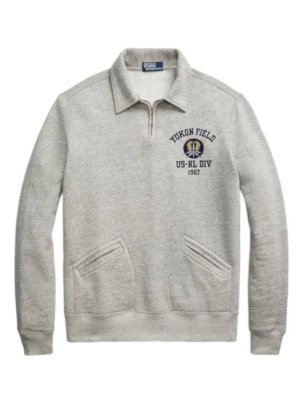 

Поло с воротником на молнии Polo Ralph Lauren, серый