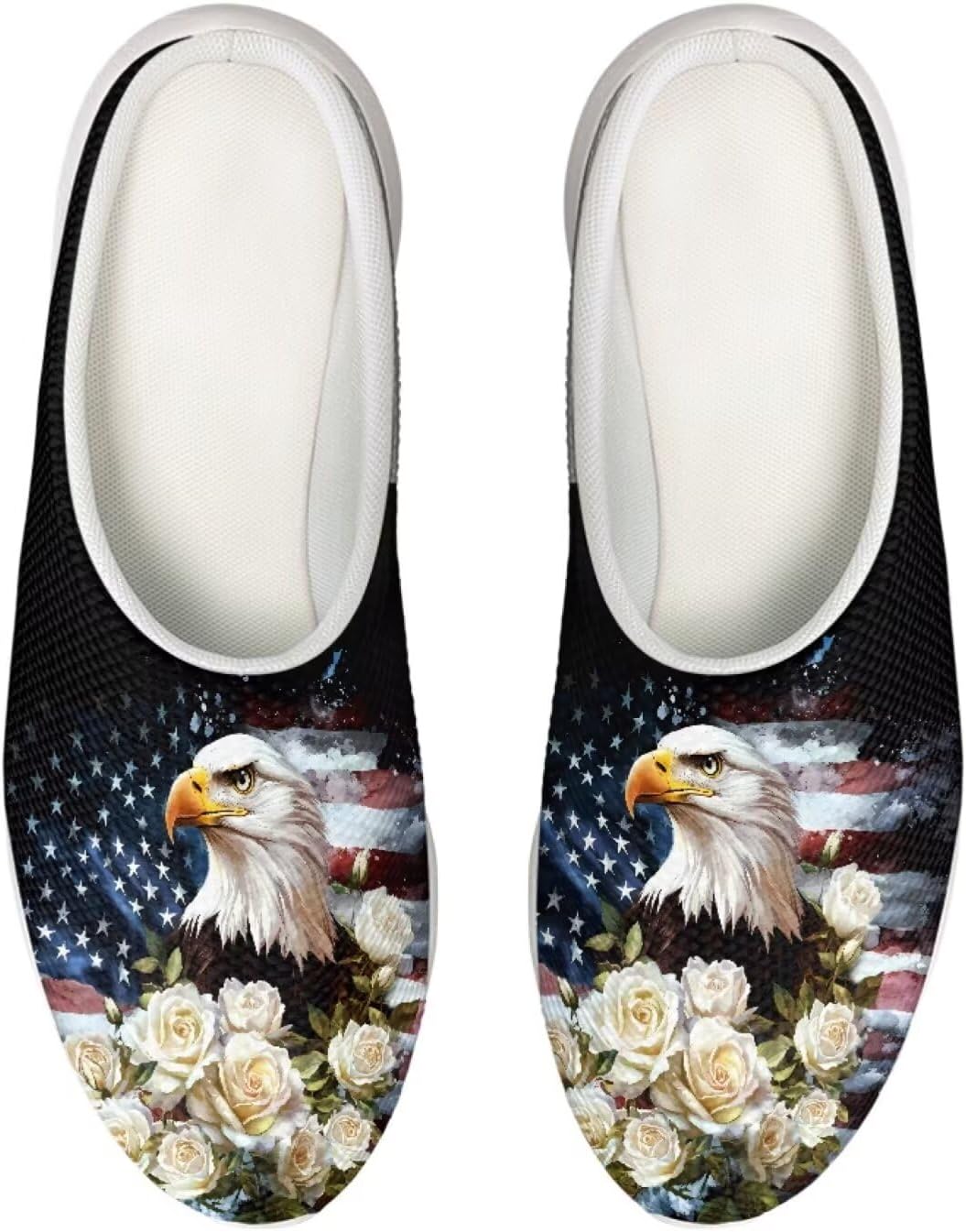 

Кроссовки-сабо Forchrinse с гавайской пальмой для мужчин и женщин, открытая пятка, легкие, дышащие, для дома, работы и спортзала, American Flag Eagle Flower