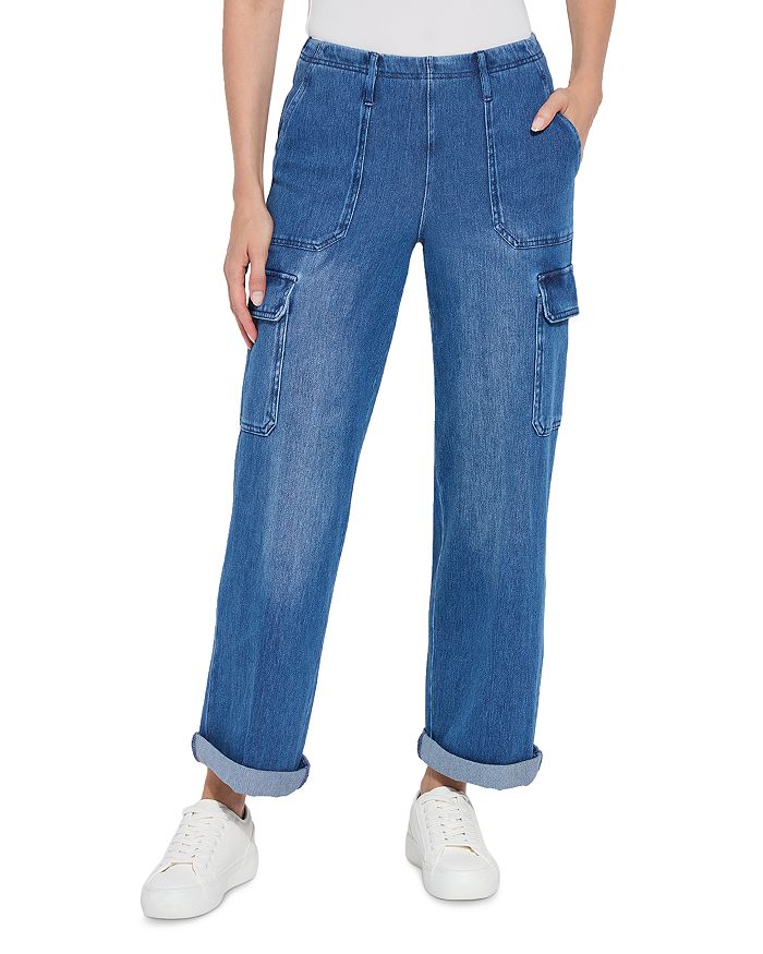 

Джинсы Scout High Rise Cuff Cargo в цвете Mid Wash Lyssé, синий
