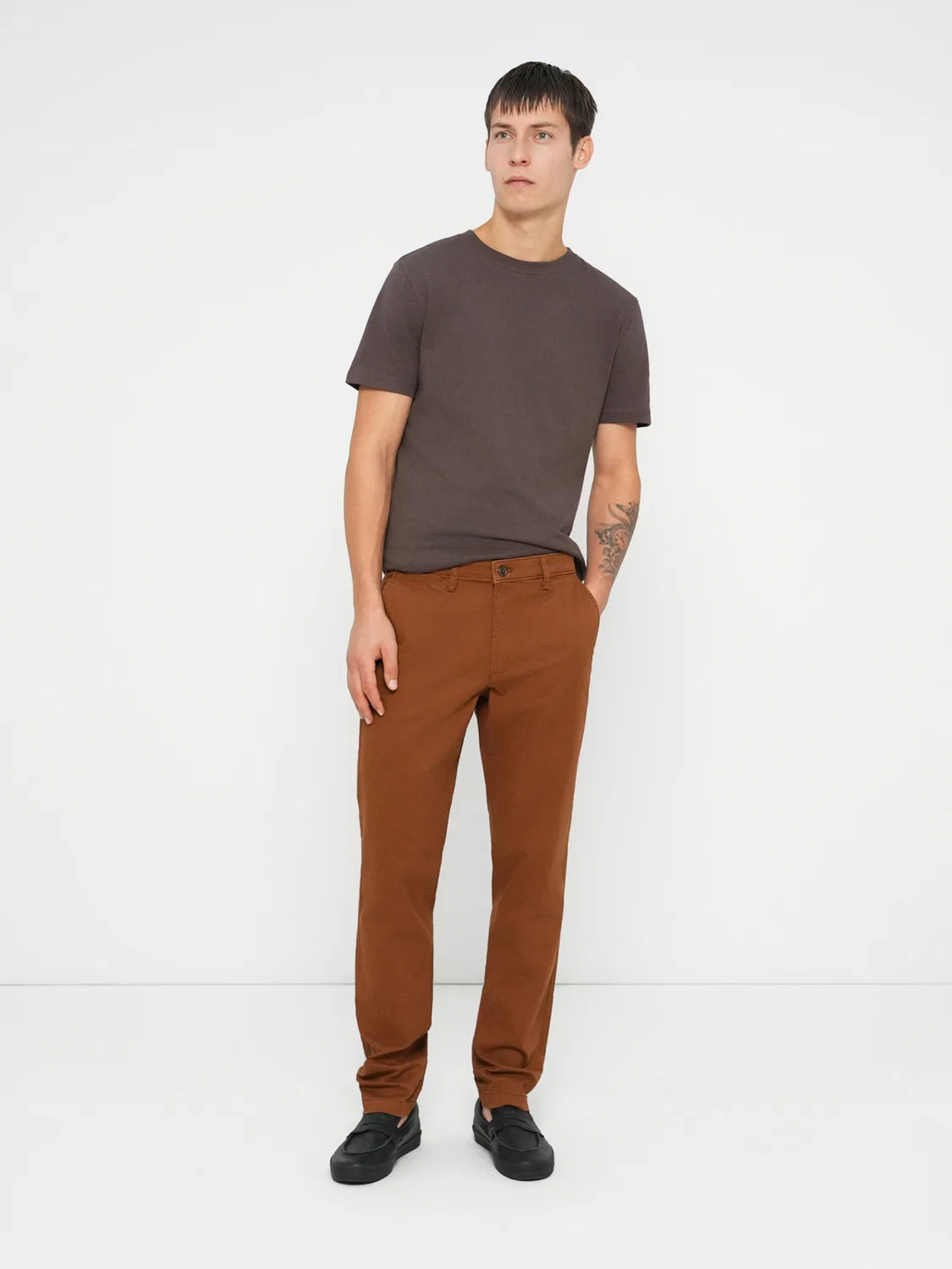 Зауженные брюки Gap ESSENTIAL, коричневый — фото 4
