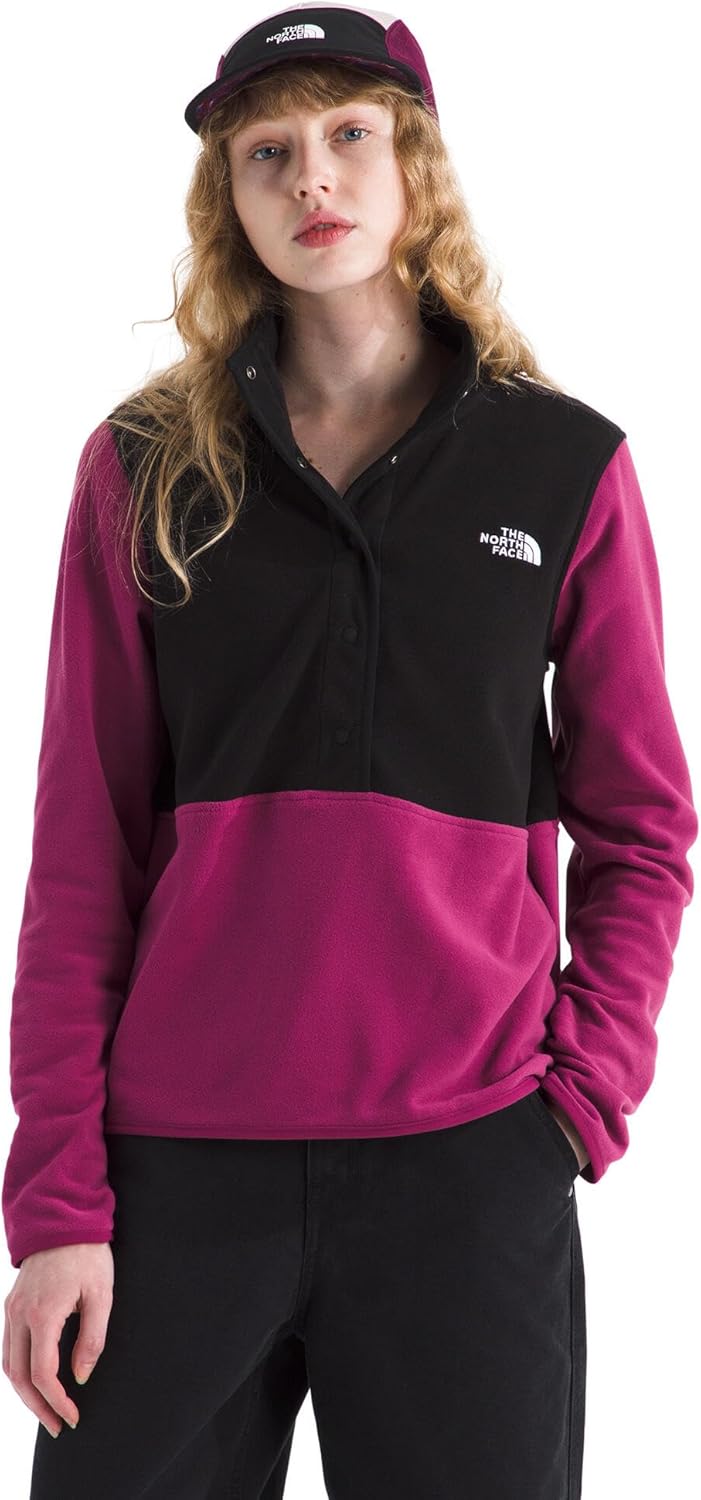 

The North Face Женская флисовая кофта Glacier с полузастёжкой на кнопках, Cyber Berry/Tnf Black