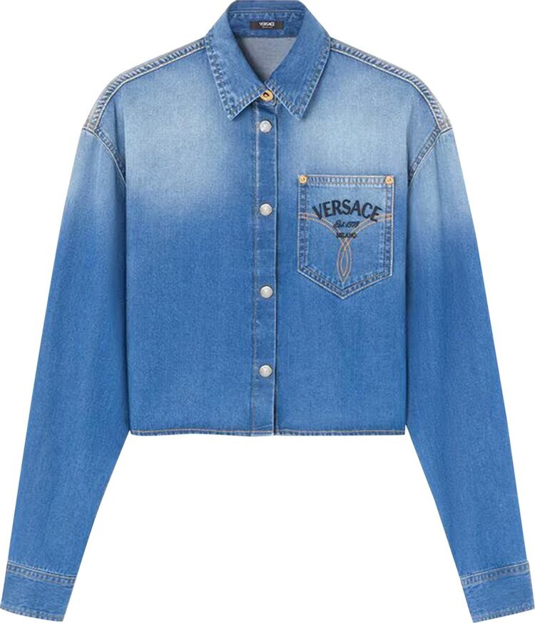 

Рубашка Versace Denim 'Medium Blue', синий