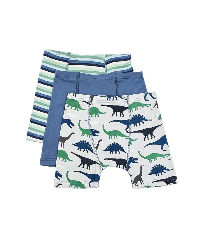 Трусы боксеры набор 3 шт. Print Boxer Brief Set Kickee Pants Kids, Denim Stripe/Denim/Dove Dino Museum