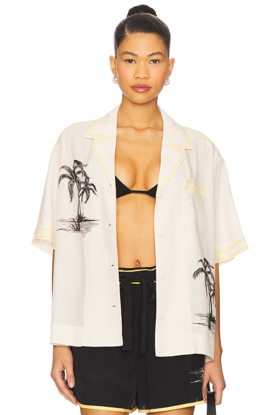 

Рубашка с коротким рукавом Zimmermann, cream palm