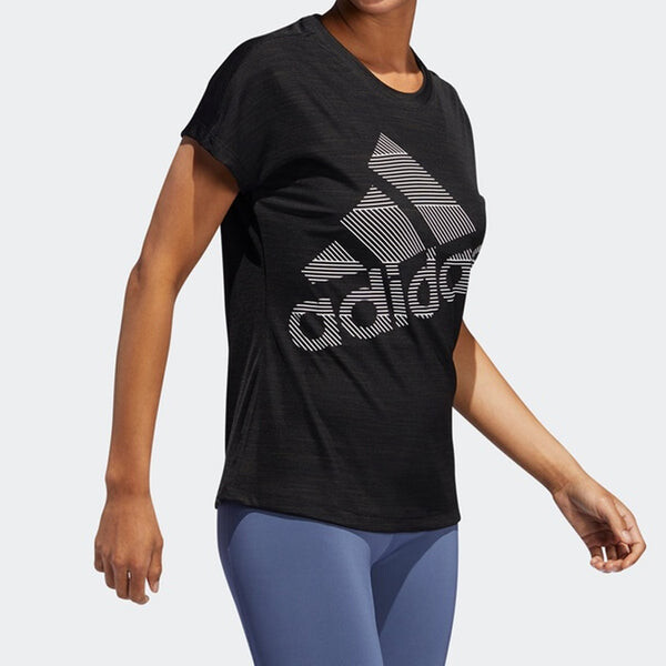 Футболка тренировочные спортивные с круглым вырезом с коротким рукавом Adidas, черный — фото 4