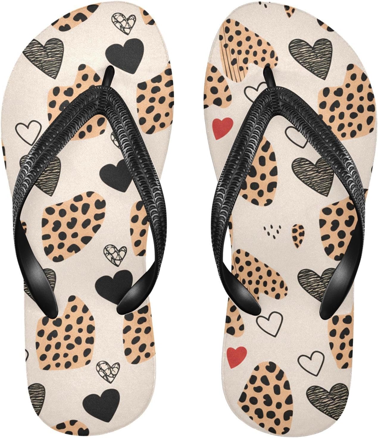 

Женские и мужские пляжные шлепанцы Leopard Hearts бежевого цвета для лета и повседневной носки 20861817 Kfbe