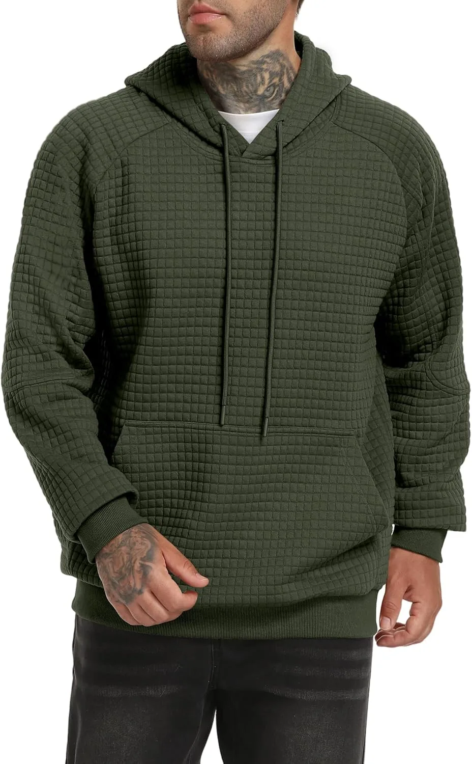 

Мужской повседневный худи из вафельной ткани с карманами TUREFACE