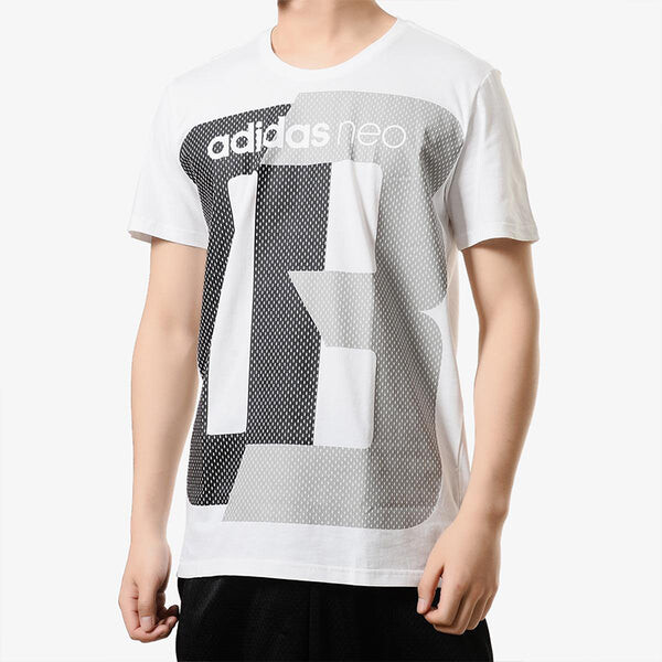 Футболка neo m fav tshirt printing casual sports short sleeve white Adidas, белый — фото 3