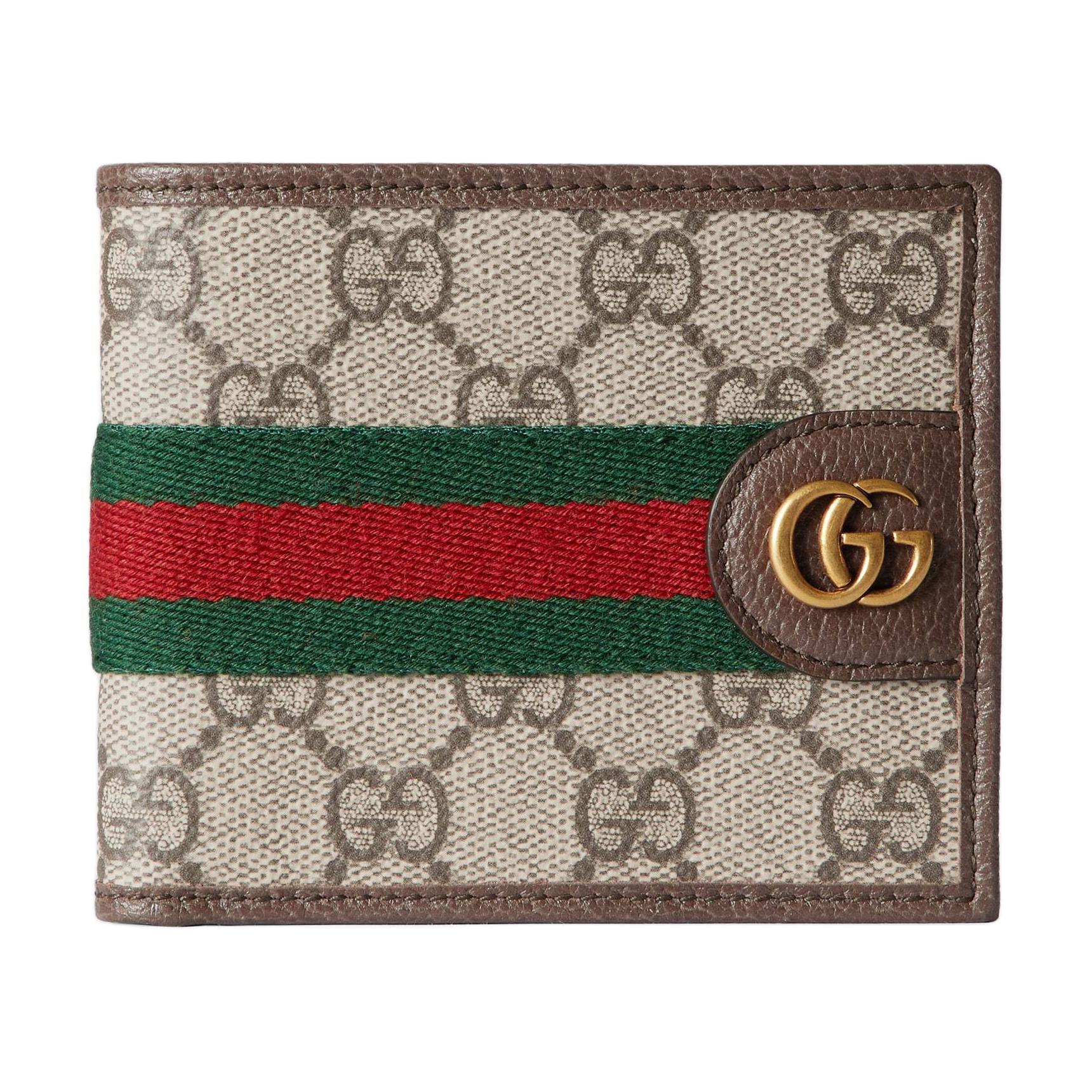 

GUCCI Кожаный бумажник Ophidia Canvas мужской бежево-коричневый