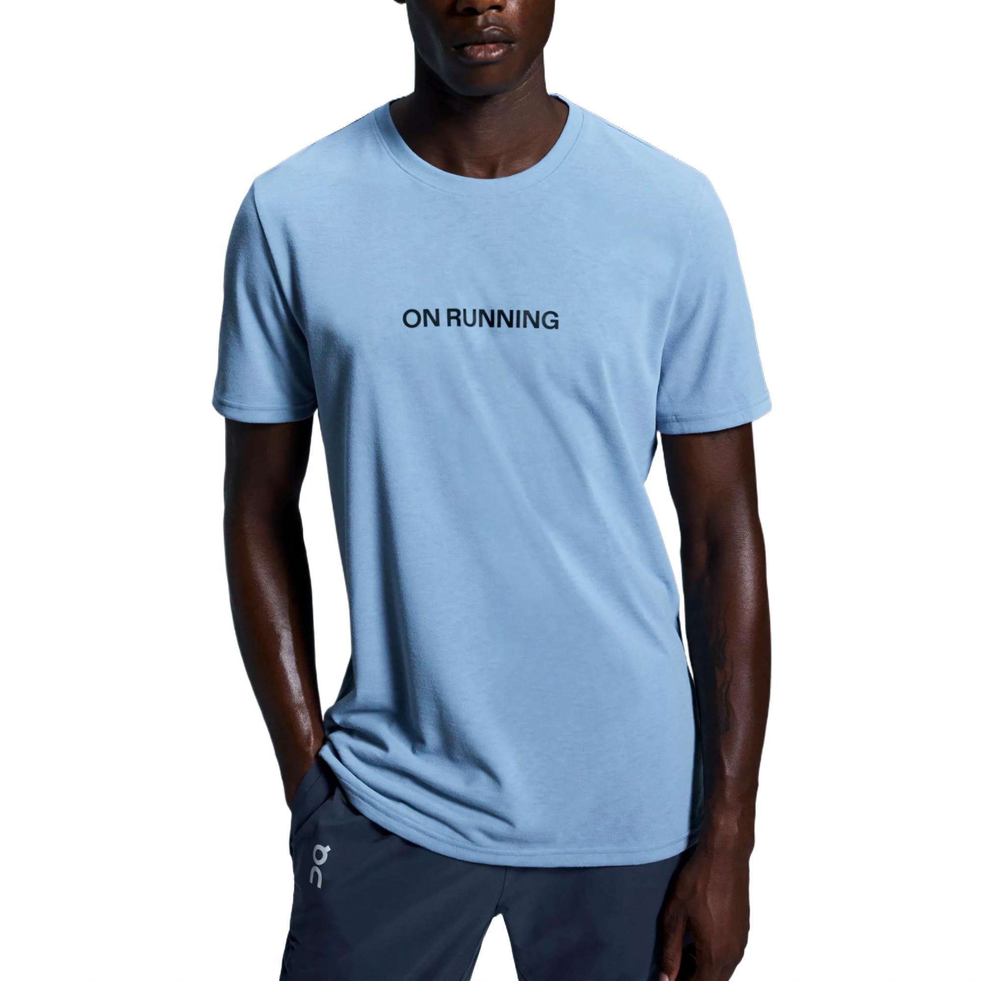 

On Мужская беговая футболка, светло-серая с голубым, Серый, On Мужская беговая футболка, светло-серая с голубым