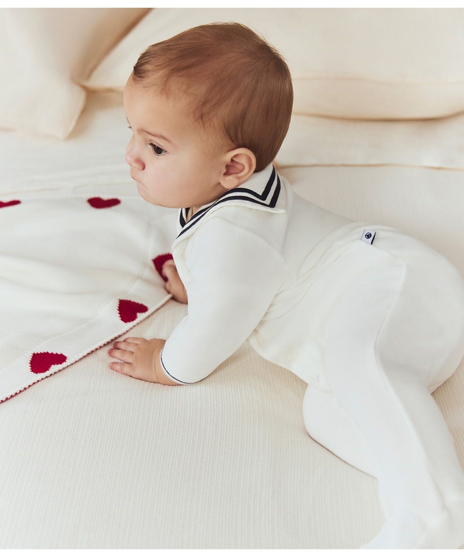 Комбинезон без штанин с матросским воротником Petit Bateau, off white — фото 4