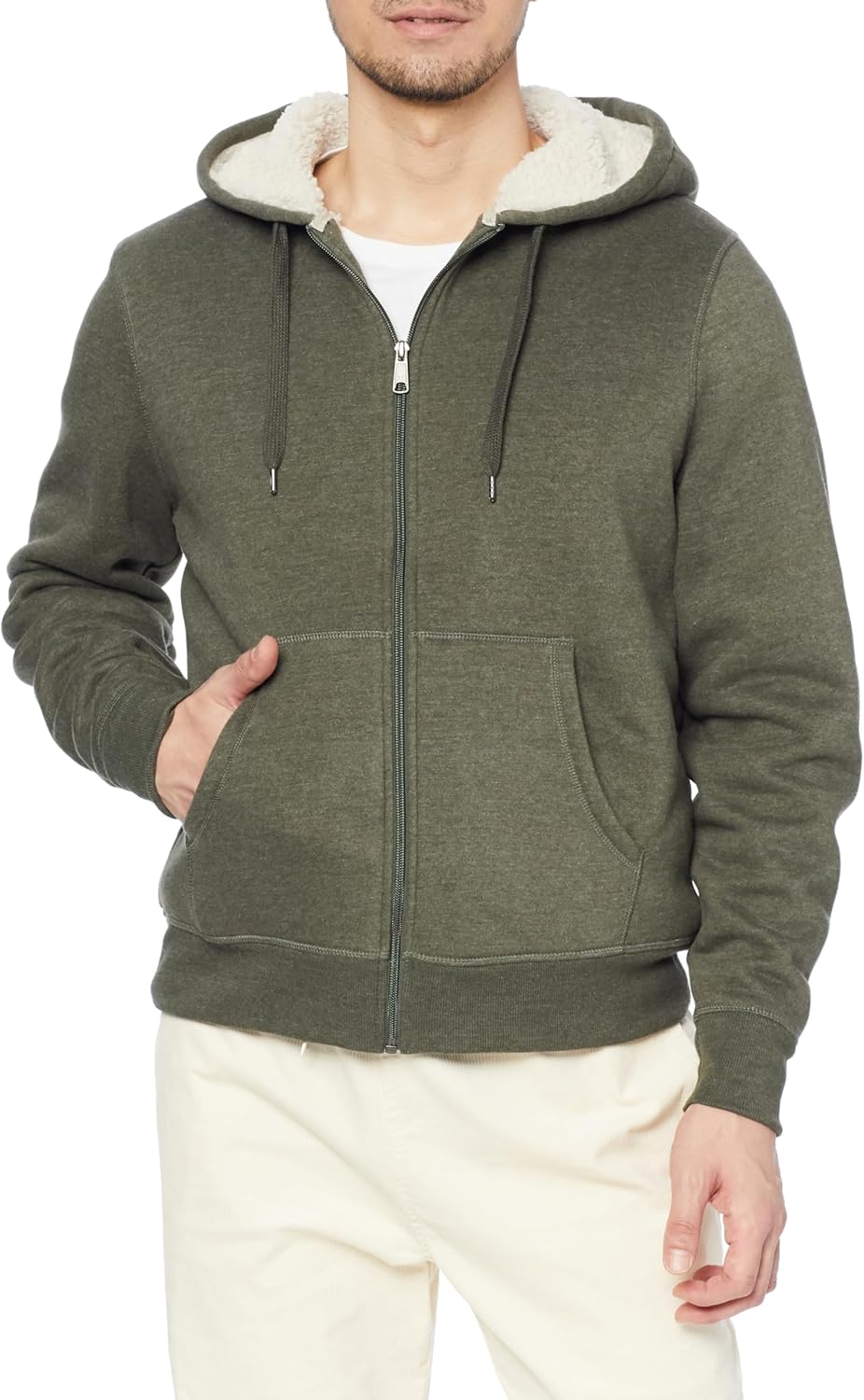 

Мужская толстовка на молнии Amazon Essentials, с подкладкой из искусственной овчины, флисовая, зеленый