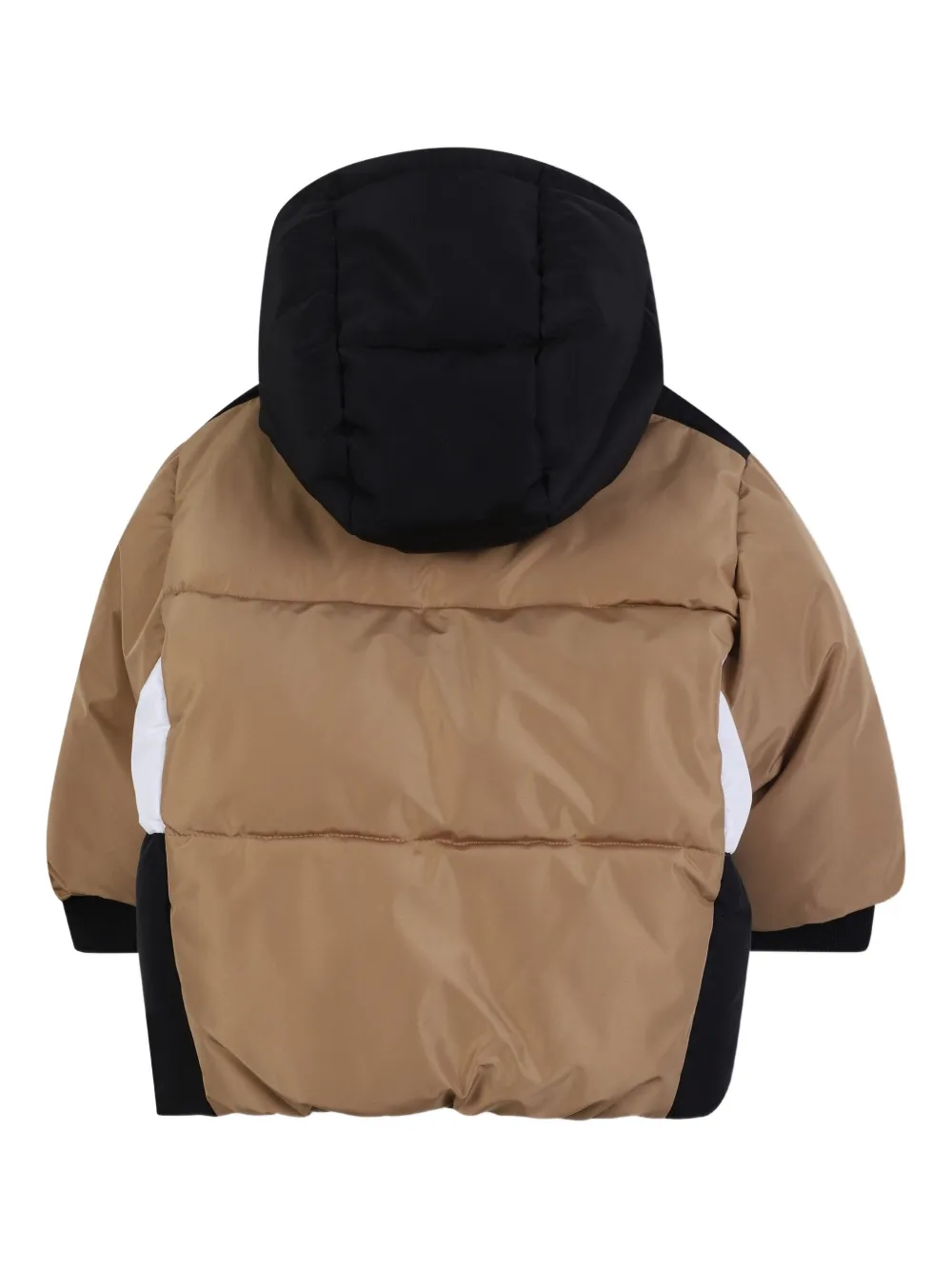 Пуховик в стиле колор-блок BOSS Kidswear, коричневый — фото 2