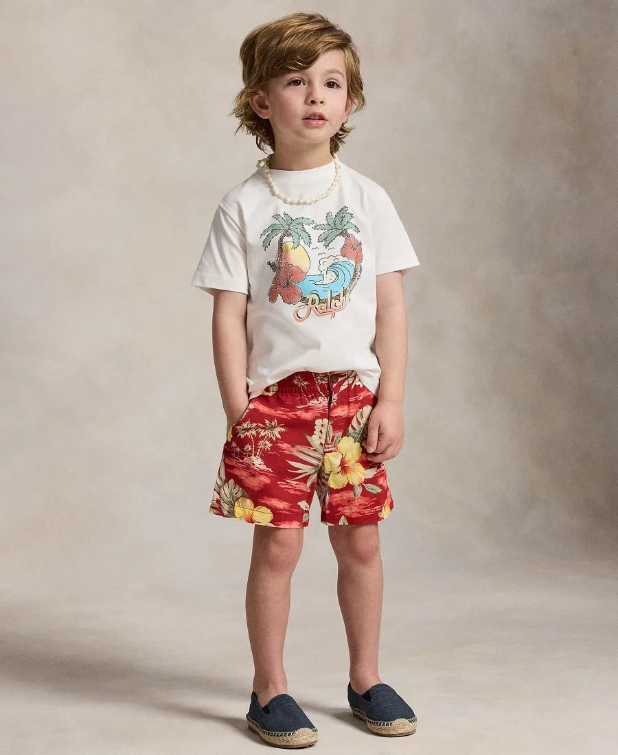 Детская футболка с коротким рукавом и графическим принтом, размер 2-7 Polo Ralph Lauren, белый — фото 2