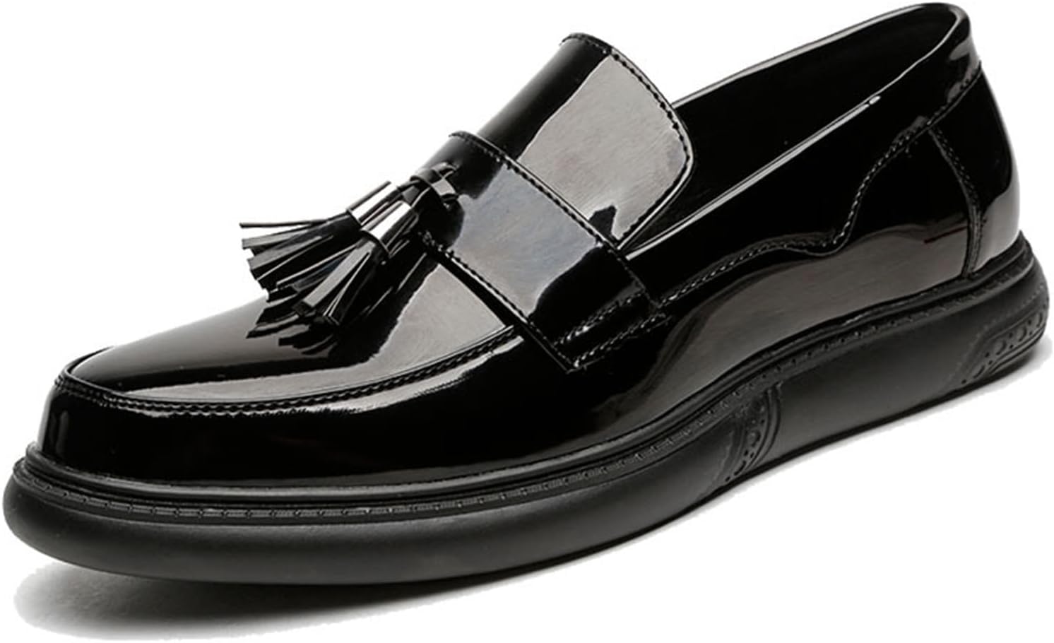 

Мужские лоферы GLBDU из лакированной кожи с кисточками, модные туфли с закрытым носком, низкие, без шнуровки, оксфорды, пенни-шуз, удобные, повседневные, для деловых встреч, вечеринок, свадеб, плоские туфли, черный