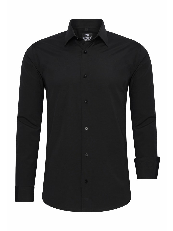 

Рубашка делового покроя, облегающего кроя, из высококачественного хлопка-стрейч, черного цвета Rusty Neal