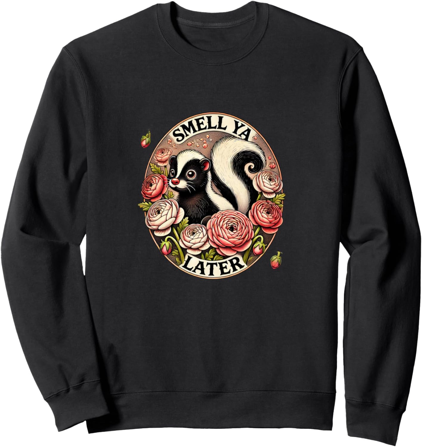 

Толстовка с цветочным рисунком «Smell Ya Later Skunk Art Skunk Lover Illustration» Vintage Skunks Arts Snugg, черный
