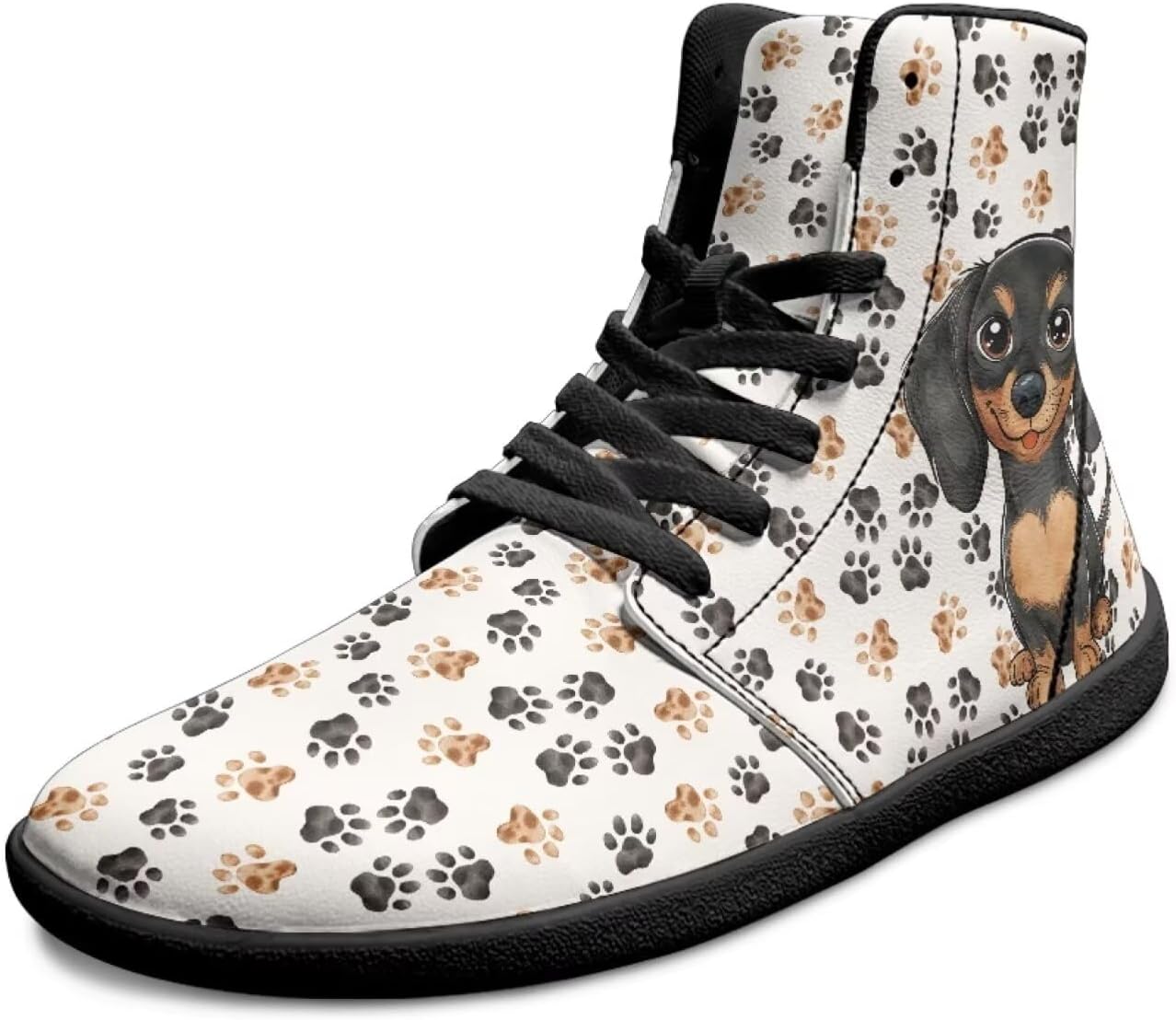 

Мужские широкие высокие кеды «босоного» типа, минималистичная подошва с нулевым перепадом, прогулочные кроссовки, повседневная обувь, кожаные мужские туфли из ПУ Chririnla, Dachshund Dog Footprint