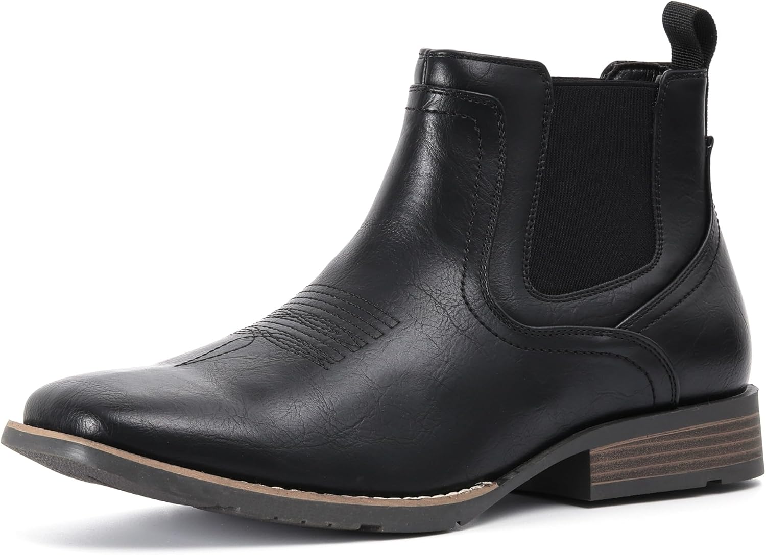 

Мужские ковбойские сапоги IXU с квадратным носком, ботинки до щиколотки в западном стиле, повседневные туфли-слипоны, черный