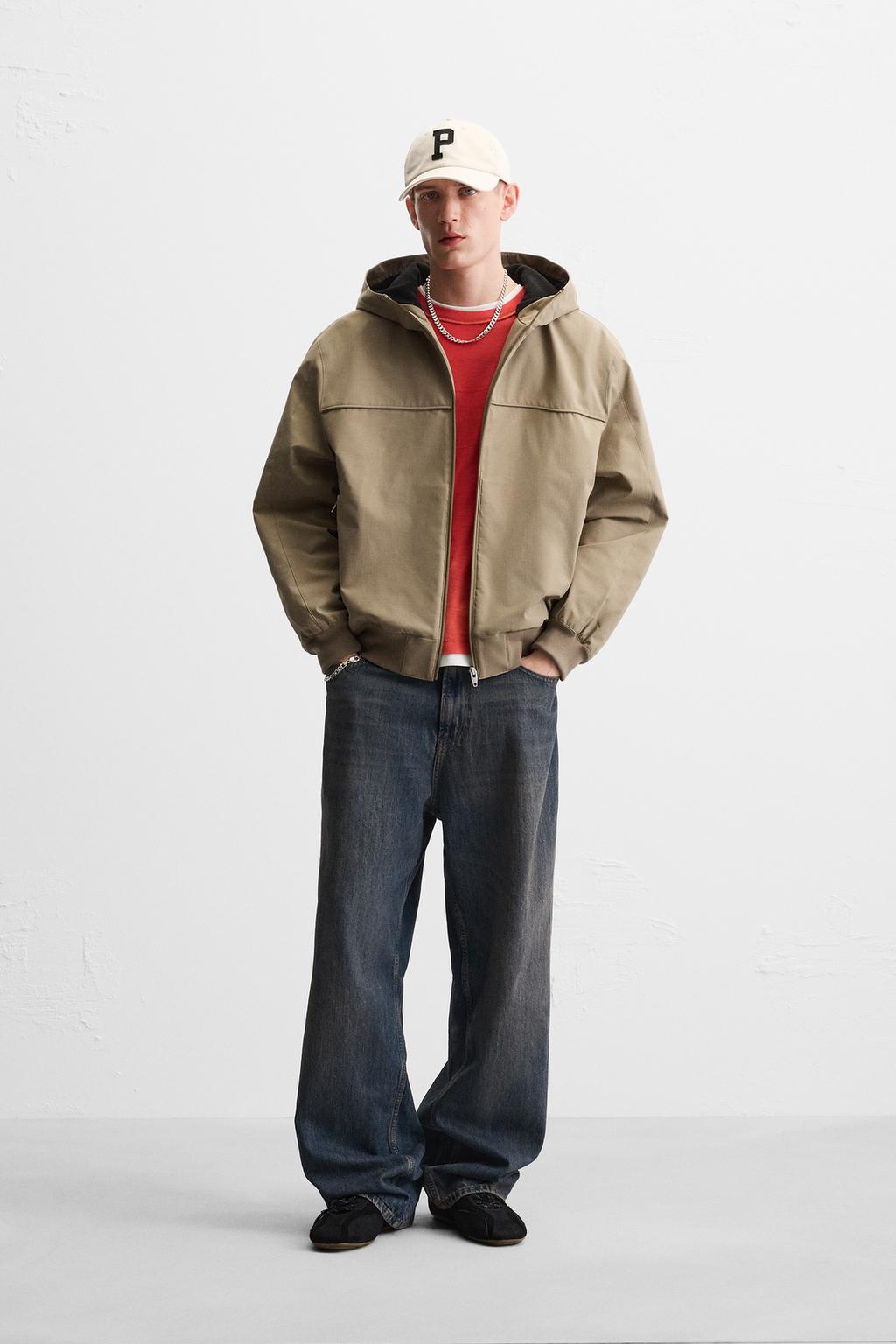 

Комбинированная флисовая техническая куртка ZARA, бежевый
