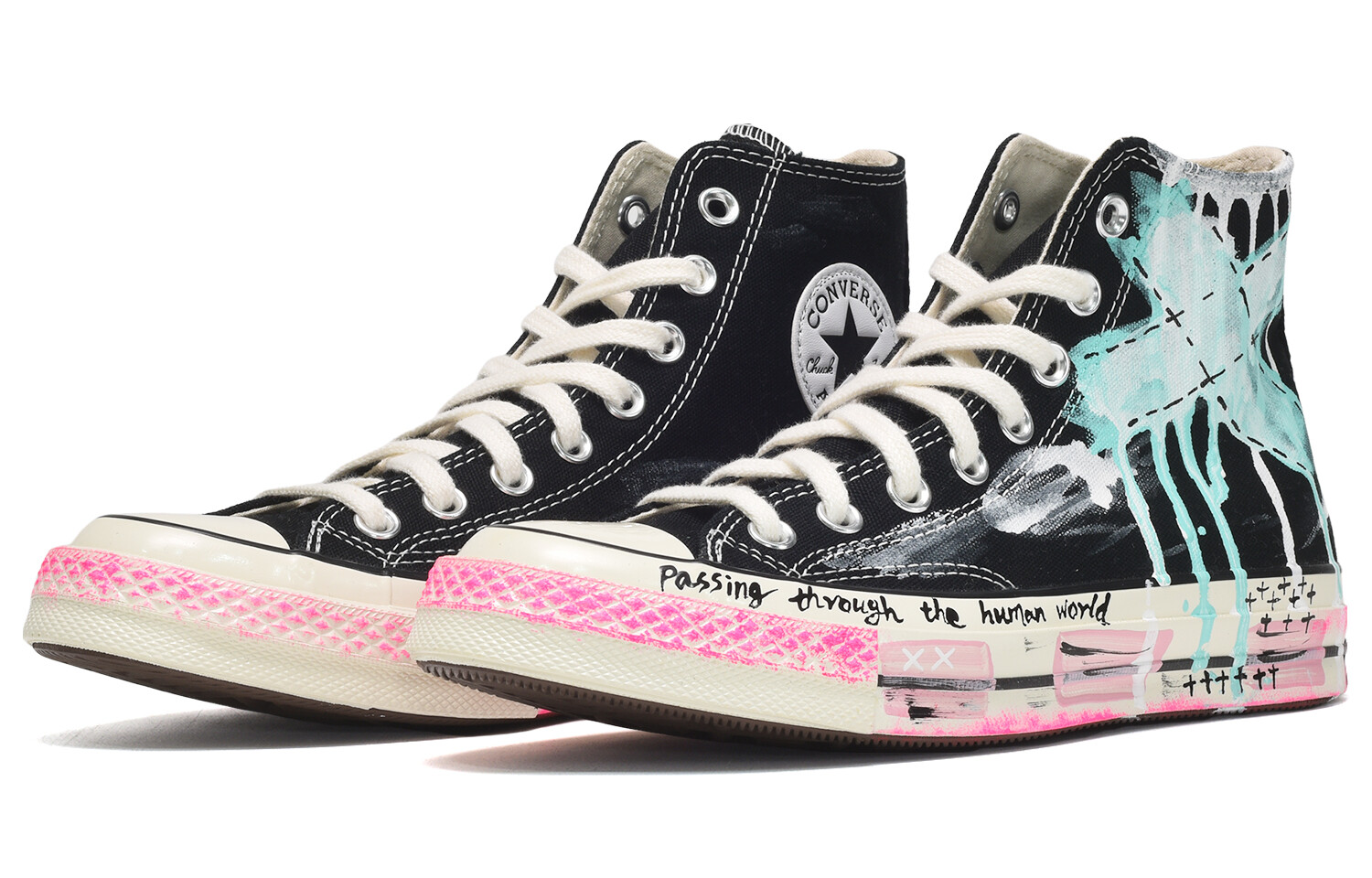 

1970-е годы Кеды унисекс с высоким берцем, черные, розовые, зеленые Converse