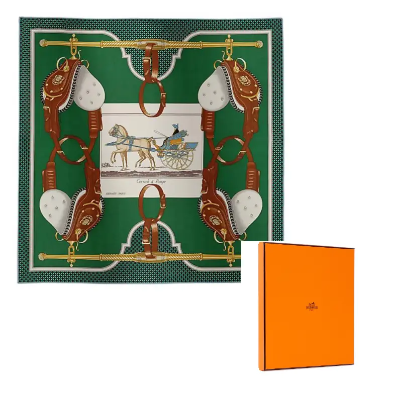 

HERMES Шёлковый шарф Mulberry зелёный, Green