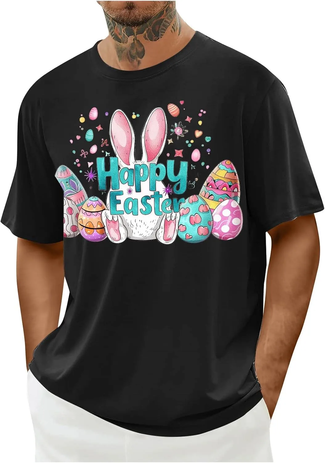 

Футболка мужская Happy Easter с принтом кролика и яиц