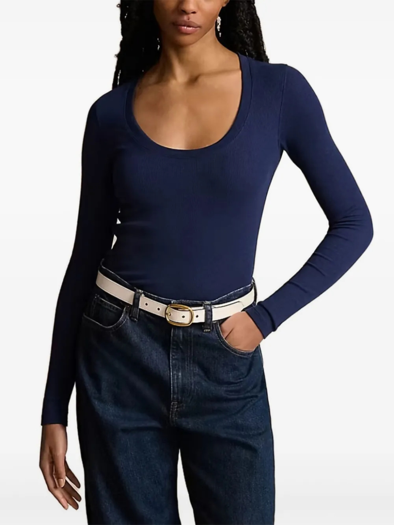 

Polo Ralph Lauren лонгслив с U-образным вырезом, синий
