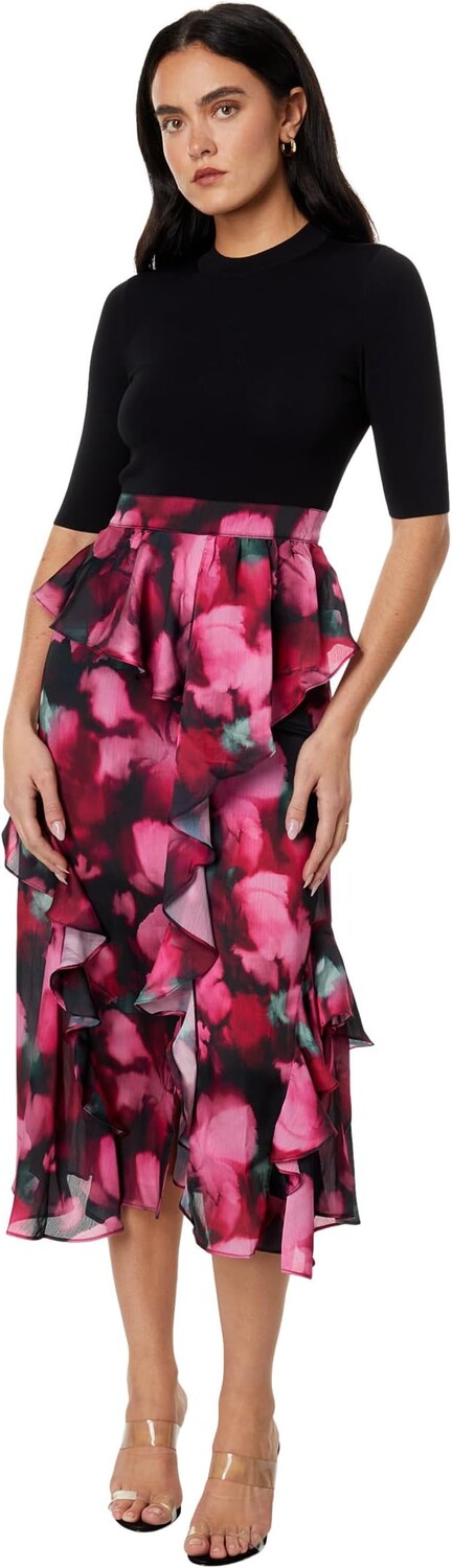 

Юбка Ted Baker Darciia Fitted Knit Bodice Dress with Ruffle Skirt, черный