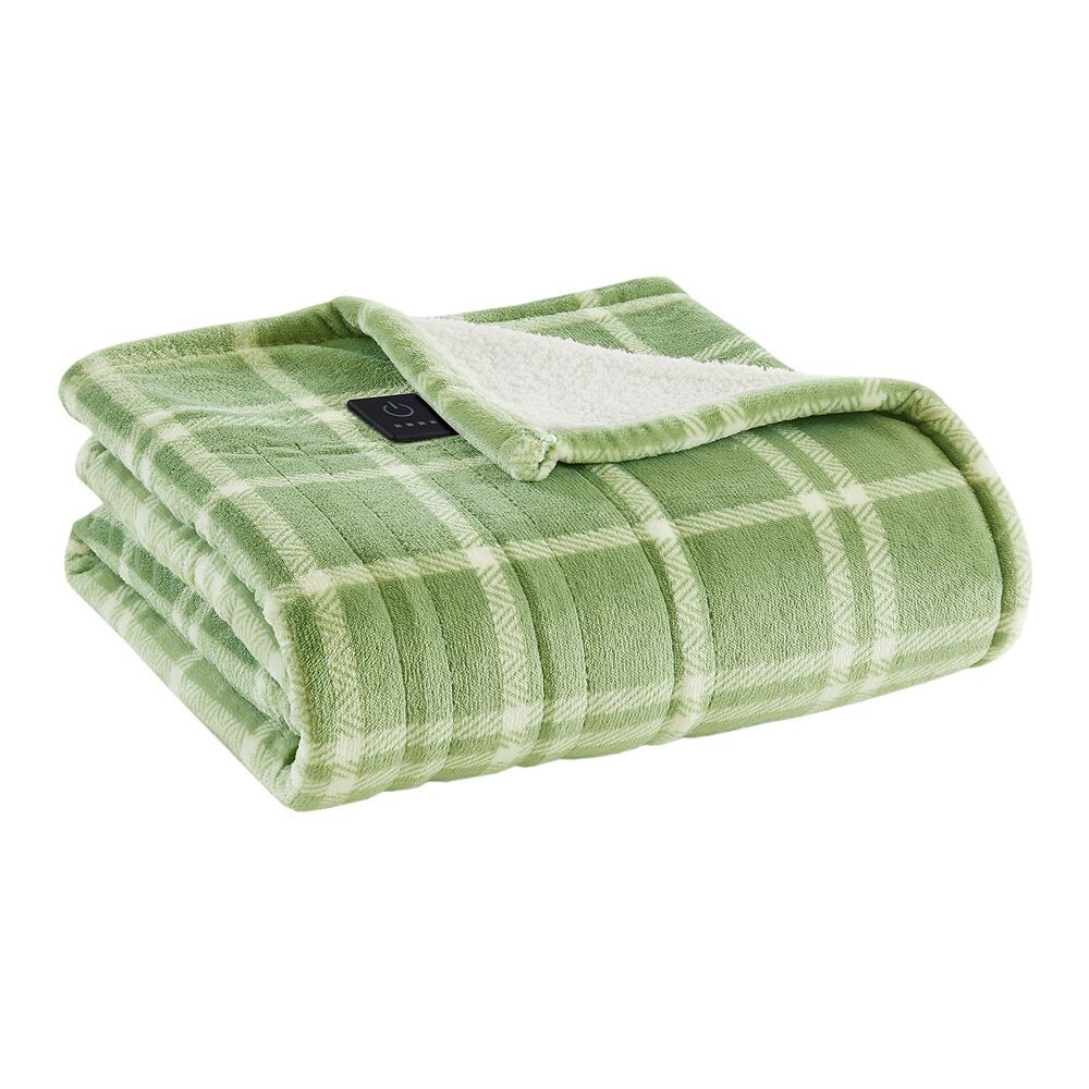 

Одеяло Serta Plush To Sherpa с электрическим подогревом и встроенным контроллером, цвет Sage Windowpane