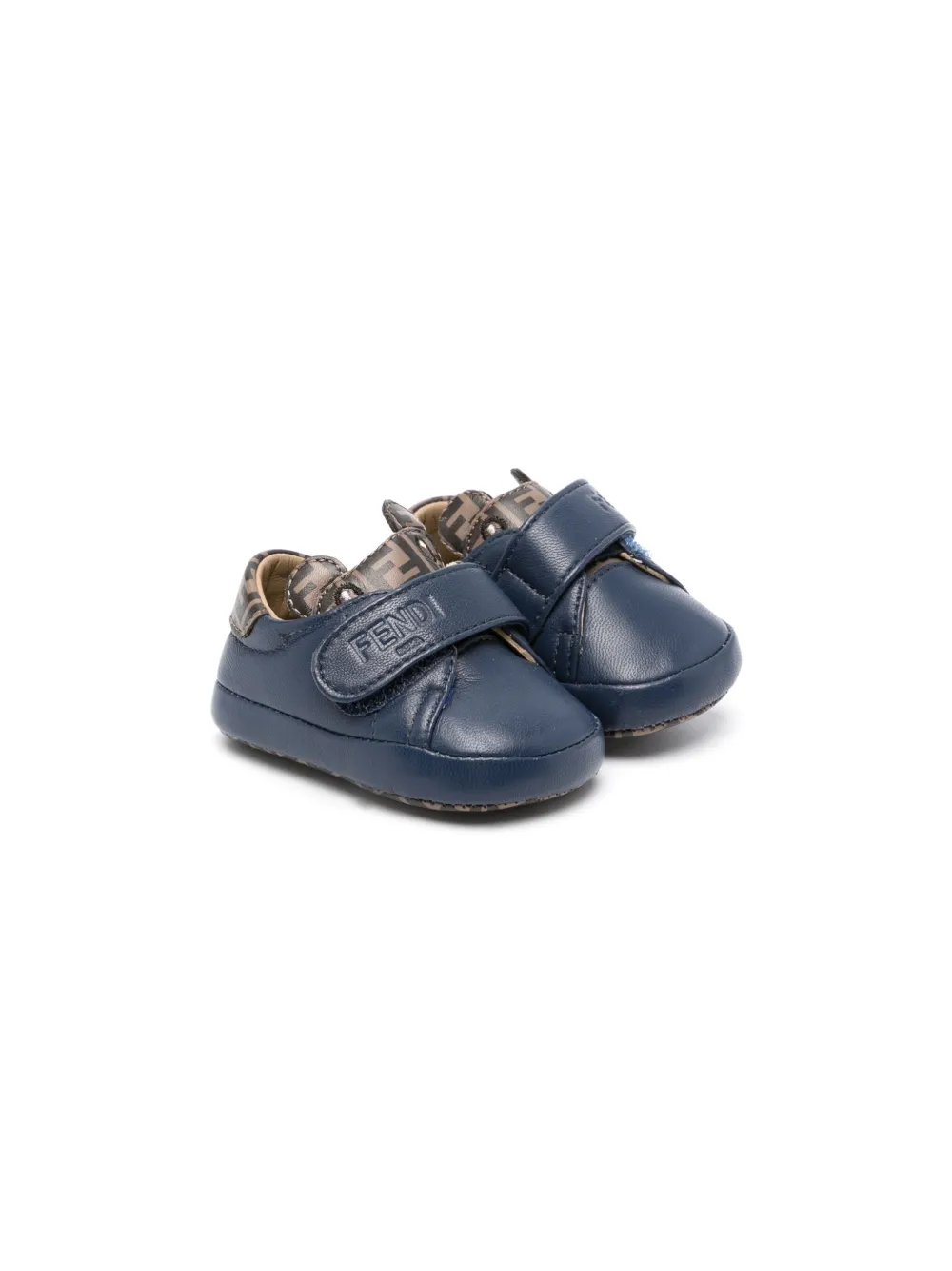 Кожаные пинетки с логотипом FF FENDI KIDS, синий