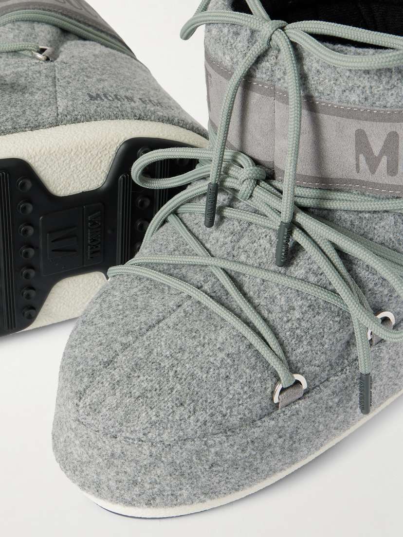 Низкие зимние сапоги Icon из войлока и замши Moon Boot, серый — фото 4