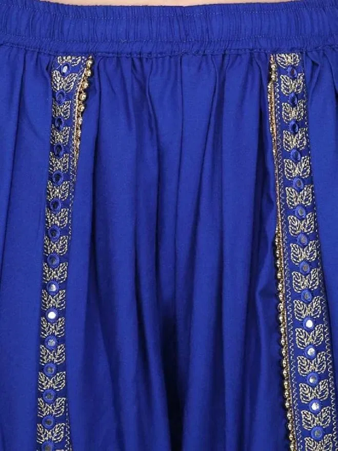 Женские дхоти-брюки с золотой отделкой, Generic, Royal Blue, размер 28-36