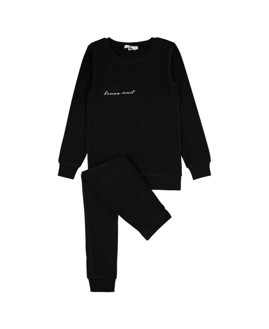 

Комплект домашней одежды из велюра с нашивками для девочек постарше, состоящий из двух предметов NoggiWear, Black