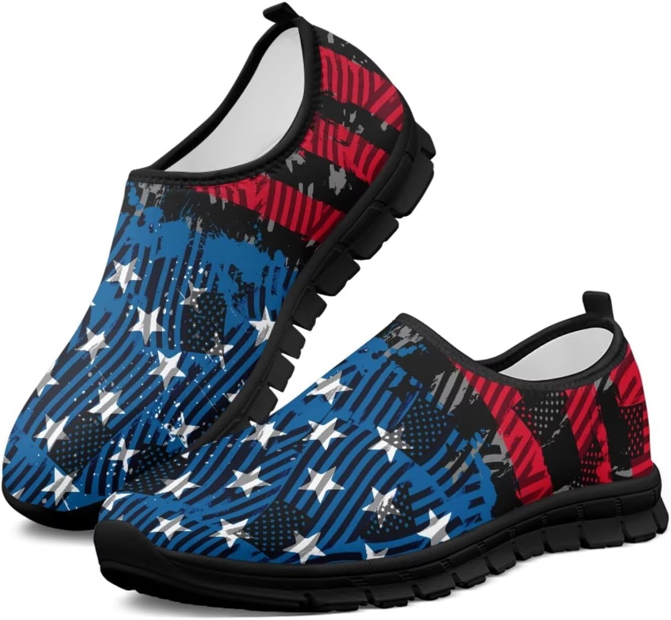 

Мужские слипоны Howilath с принтом флага, повседневные кроссовки для прогулок, обувь без шнурков с подошвой из ЭВА, American Flag Stripes