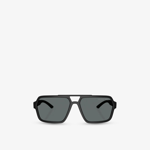 

PS A06S Pilot-Frame резиновые солнцезащитные очки Prada Linea Rossa, черный
