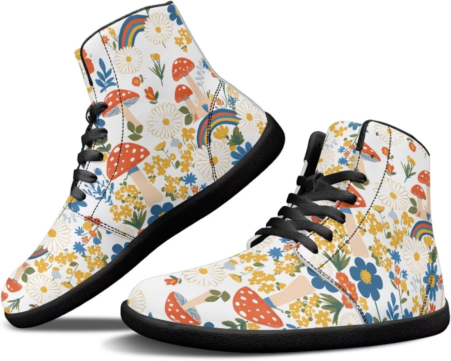 

Минималистичные кроссовки Binienty для ходьбы, женские и мужские, высокие, Cute Mushroom Daisy Floral