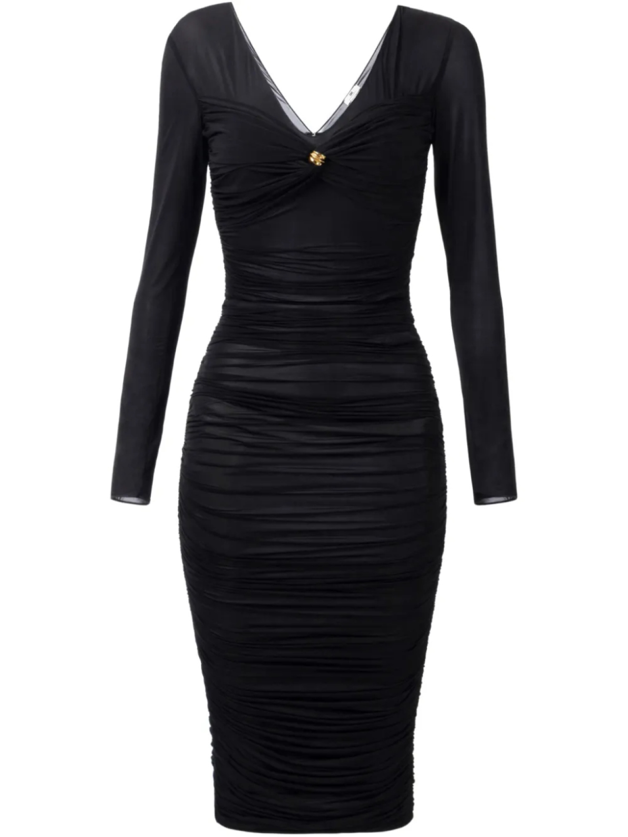 

Платье из органзы Elisabetta Franchi с брошью, черный