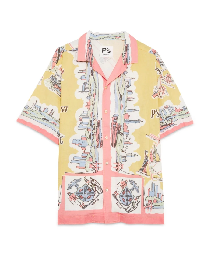 

Желтая рубашка с картой Нью-Йорка President'S, мультиколор