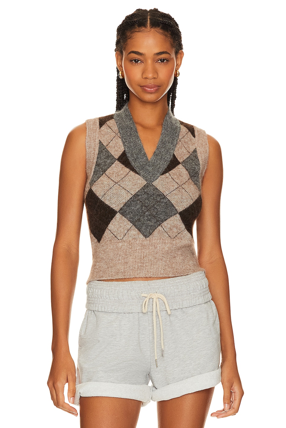 

Жилет BEVERLY HILLS x REVOLVE Argyle, цвет Brown & Grey Multi