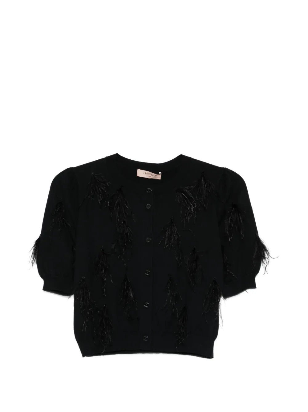 

Кардиган с перьями Twinset, черный