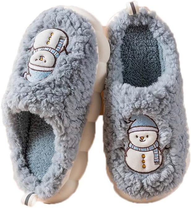 

Домашние тапочки JadeRich для женщин и мужчин, милый снеговик, зимние, с мягким флисом и толстой подошвой, серый