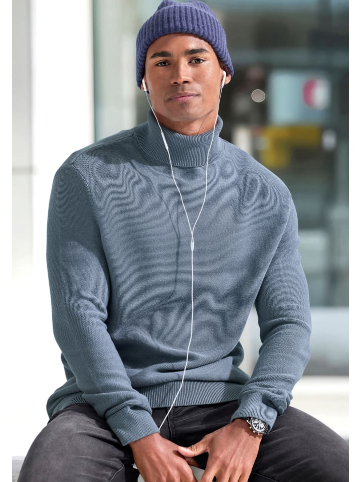 

H.I.S Синий свитер с высоким воротником