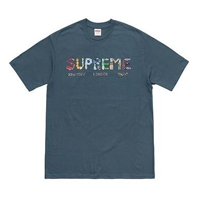 

Футболка ss18 rocks tee dark slate short sleeve blue gray 'blue grey' Supreme, синий