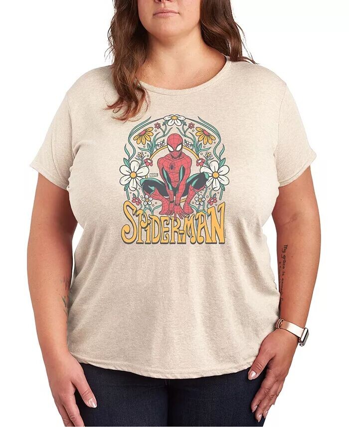 

Футболка с круглым вырезом и принтом Marvel Spider-Man размера плюс Hybrid Apparel, коричневый/бежевый