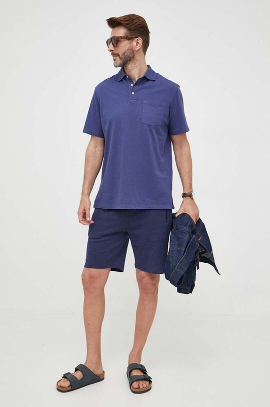 

Рубашка-поло с добавлением льна Polo Ralph Lauren, темно-синий